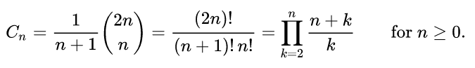 Catalan number formula